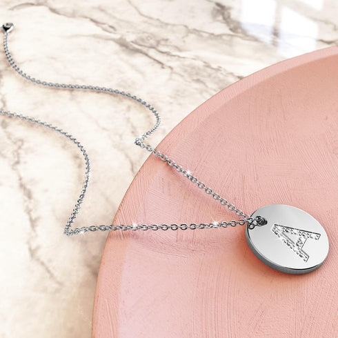 Initials Fabulous Alphabet Letter Necklace White Gold Layered Steel Jewellery